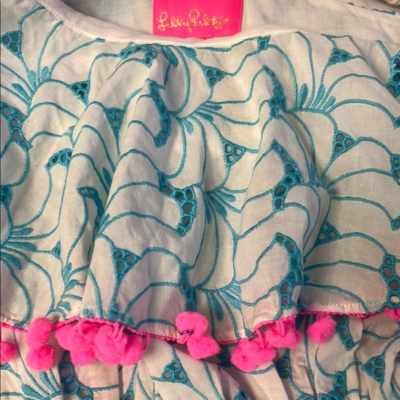 Lilly Pulitzer Addilyn One Shoulder Dress Blue Tropical Swirl Eyelet S - Picture 6 of 8